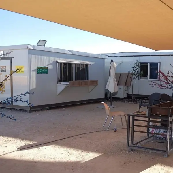 Camp kitchen unit with its serving hatch
